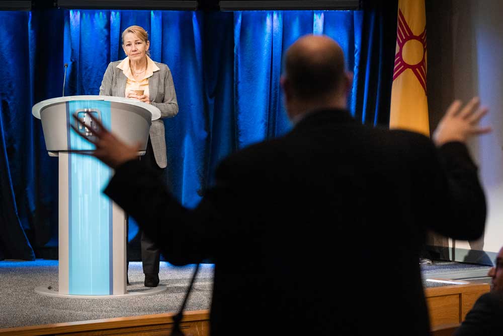 FASTER DELIVERY — Deputy Labs Director Laura McGill listens to an audience member’s question during the Accelerated Product Realization Symposium last month. Implementing an accelerated product realization approach is one of many efforts that support the Labs’ strategic goals. (Photo by Craig Fritz)