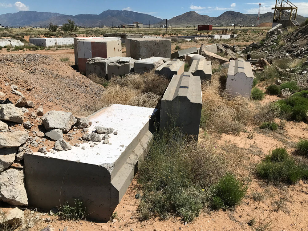 RUBBLE RUBBLE — Concrete debris gathering around the 2,000-foot sled track was removed in 2019 as part of the Tech Area III reclamation campaign. (Photo by Janise Baldo)