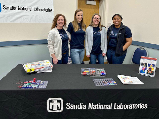 MEET AN ENGINEER — Engineers Kimberly Tabor, Katie Printz, Jessica Kohler and Victoria Miles represented Sandia at the Introduce a Girl to Engineering event that drew 500 girls in grades six-12 to learn about careers in STEM. (Photo courtesy of the Pantex Plant)