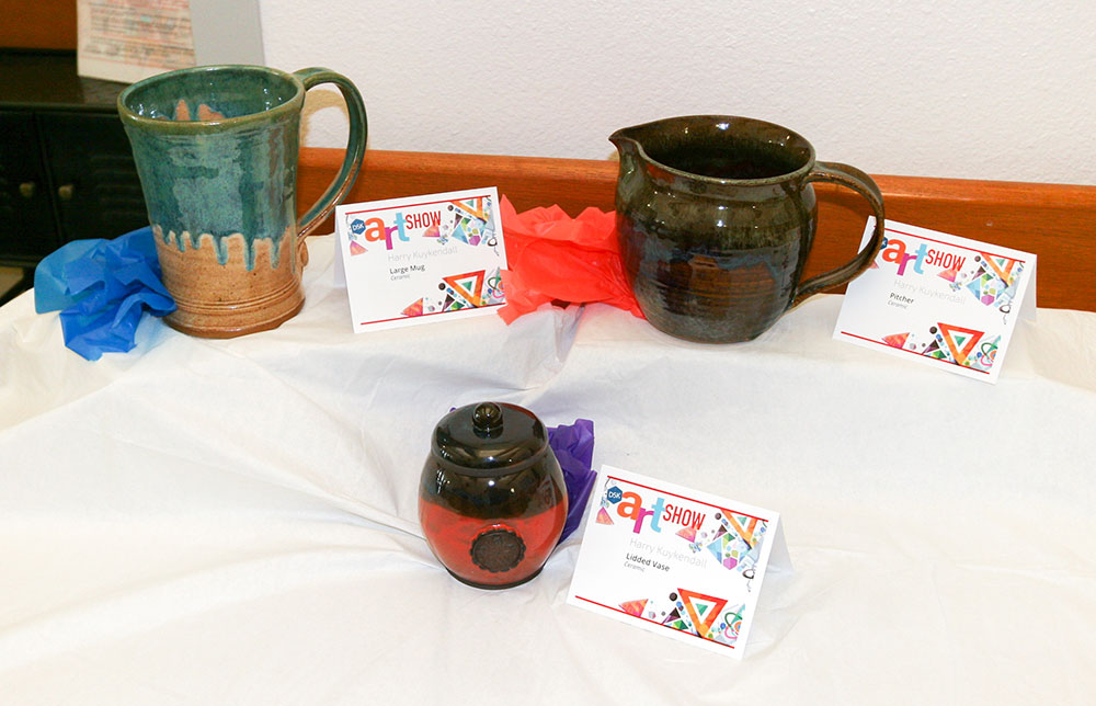 GLAZED AND FIRED — Information technology solutions architect Harry Kuykendall displayed his ceramic pieces at the art show.