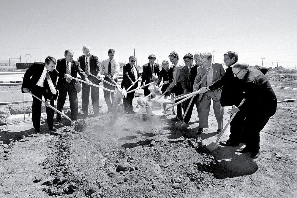 AN INNOVATIVE IDEA — In 1998, leaders from Sandia, the city of Albuquerque and the state of New Mexico broke ground on the new Emcore building, the first tenant of the Sandia Science and Technology Park. (Photo courtesy of the Sandia Science and Technology Park)