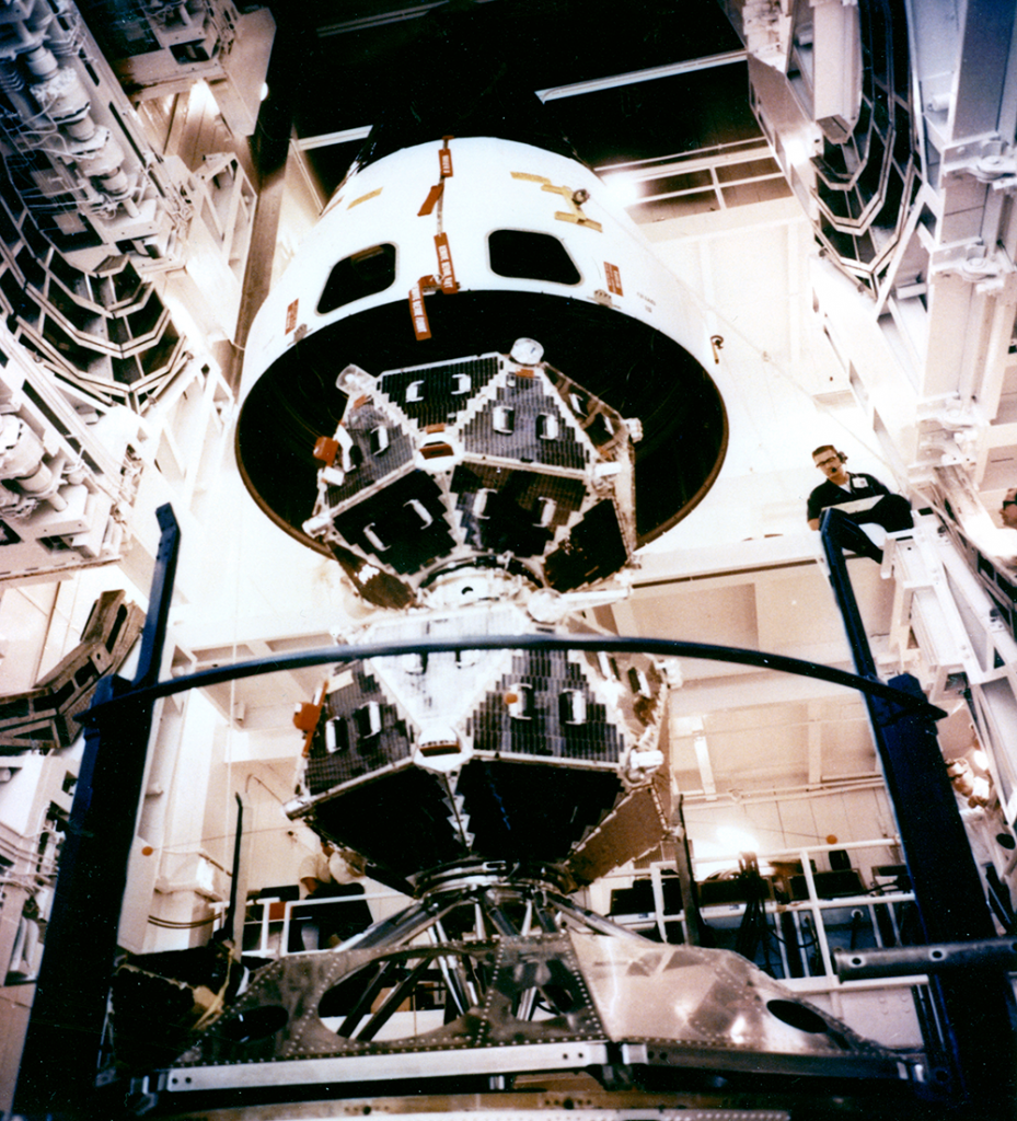COMMENCE COUNTDOWN — The fifth pair of Vela satellites ready for launch on a Titan III C, 1969. (Archival Sandia photo)