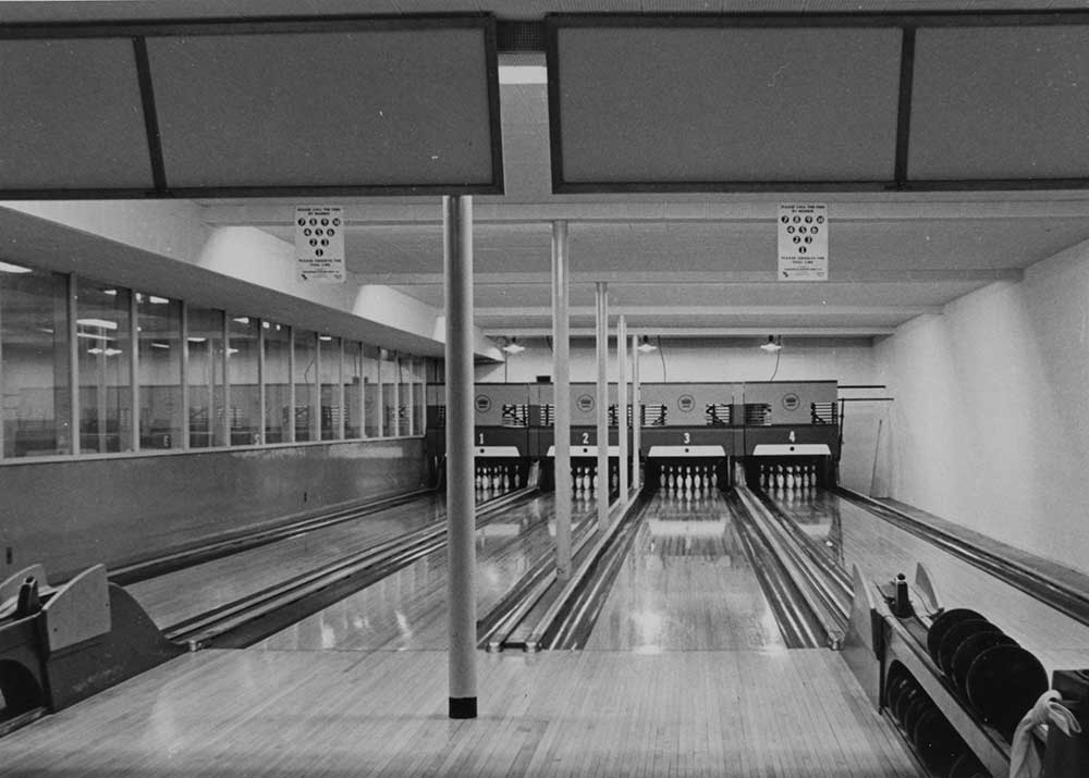 STRIKE — The club’s basement originally housed a bowling alley and game rooms, along with a snack bar. In 1965 the basement was renovated, and the bowling alley and game rooms were replaced with boardrooms.