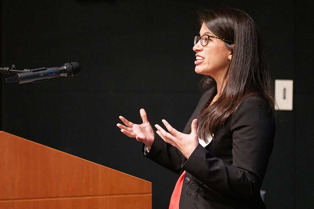 ENCOURAGING WORDS — Keynote speaker Gaby Bran Anleu talks about her own path to a STEM career.