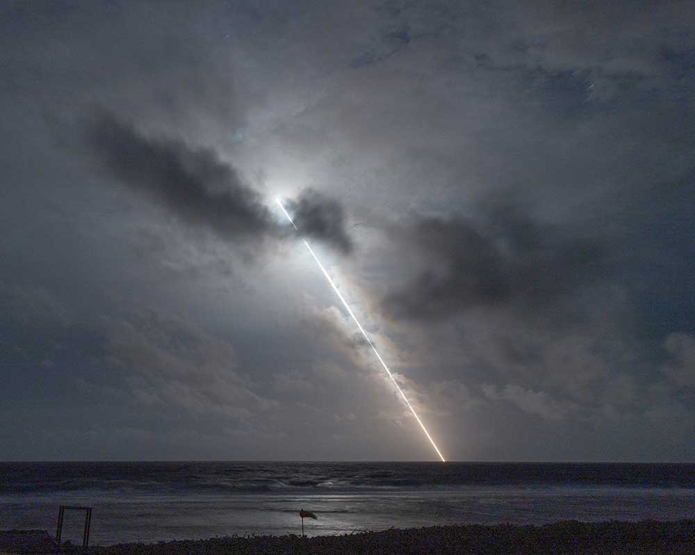 TOUCHDOWN — The Mk21 Fuze Reentry Vehicle performed through its planned trajectory, reaching its splash point at the Ronald Reagan Ballistic Missile Defense Test Site at Kwajalein Atoll in the Marshall Islands. The Kwajalein Missile Impact Scoring System there measures the accuracy and performance of intercontinental ballistic missile flight tests based on a number of factors. (Photo by Amy Hansen, U.S. Army)