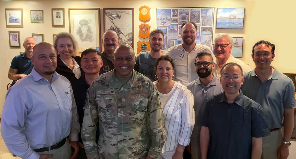 COMMAND PERFORMANCE — Gen. Anthony Cotton, commander of U.S. Strategic Command, joined members of the team downrange at Kwajalein Atoll to view the final trajectory of the Mk21 Fuze Reentry Vehicle. (Photo courtesy of Lorenzo Abeyta)