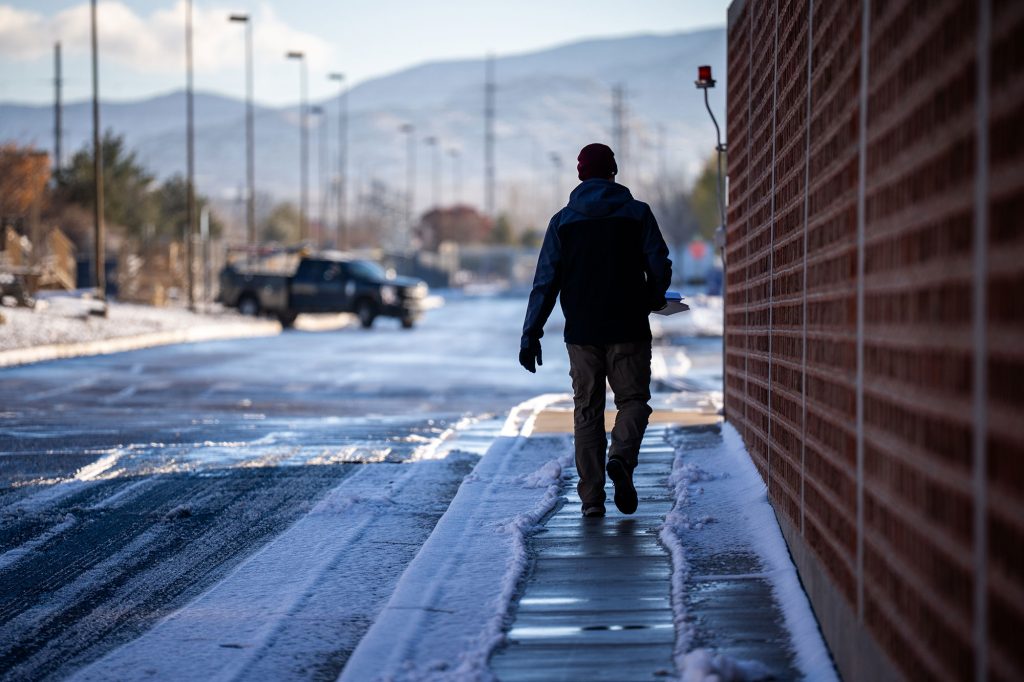 STEP BY STEP — The average person walks 4,000 to 18,000 steps per day. Over a year, that totals 1 million to 4.5 million steps each year at work per employee. This equates to trillions of steps, “near misses,” for Sandians. (Photo by Craig Fritz)