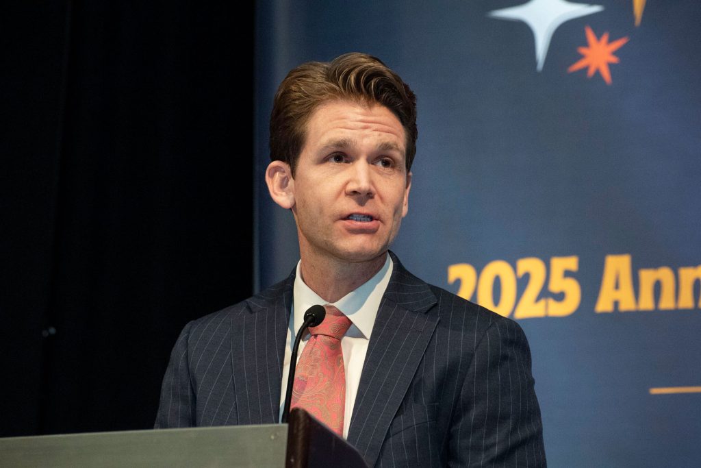 LOCAL LEADER — Josh Parsons speaks as the board chair during an Albuquerque Regional Economic Alliance presentation. (Photo courtesy of Josh Parsons)