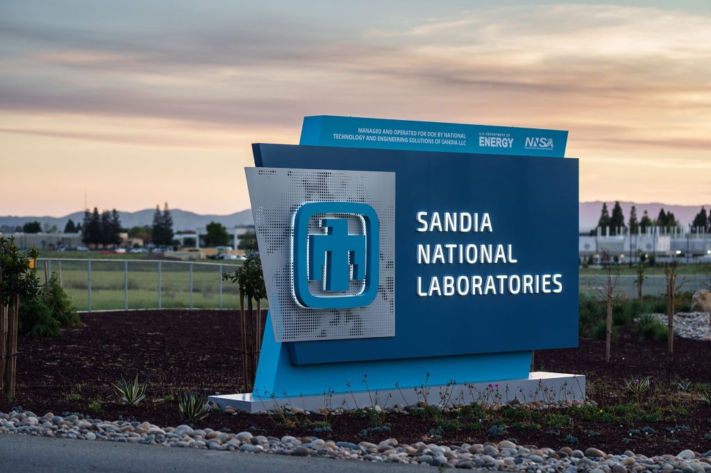 <strong>GLOWING BRIGHT</strong> — Sandia California’s current front entrance sign along Greenville Road. (Photo by Spencer Toy)