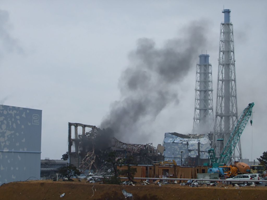 <strong>AFTERMATH</strong> — The fire at Fukushima Dai-ichi nuclear power station in the aftermath of the tsunami. (Photo courtesy of Toyoko Electric Power Company Holdings)