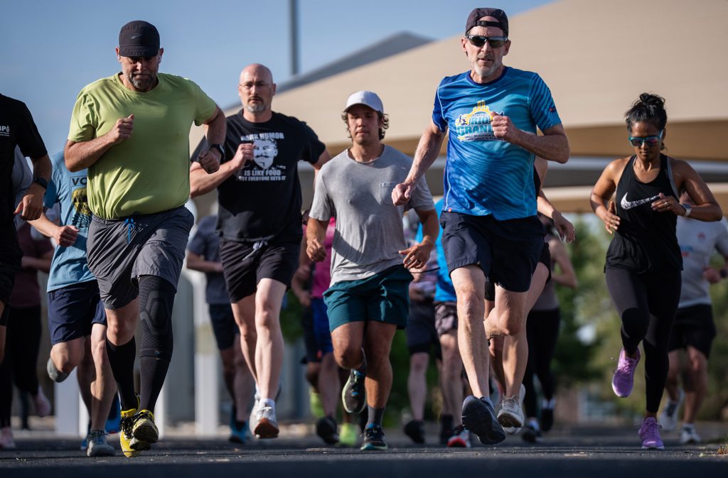 <strong>RUNNING CREW</strong> — Runners participate in the annual DOE Mile event at Sandia New Mexico on May 13. The Sandia California DOE Mile event is May 27. Staff can participate virtually by <a href="https://hbeupdate.custhelp.com/ci/documents/detail/2/webDOE_Mile_2024_home">logging their mile in the DOE Mile app</a> by May 31.