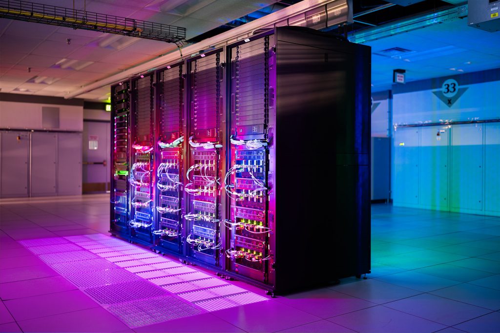 <strong>DEPTH TO CRONUS&nbsp;</strong>—&nbsp;AI-forward GPUs and many new interconnects help make Cronus a fast, powerful and versatile addition to Sandia’s computing resources.&nbsp;(Photo by Craig Fritz)