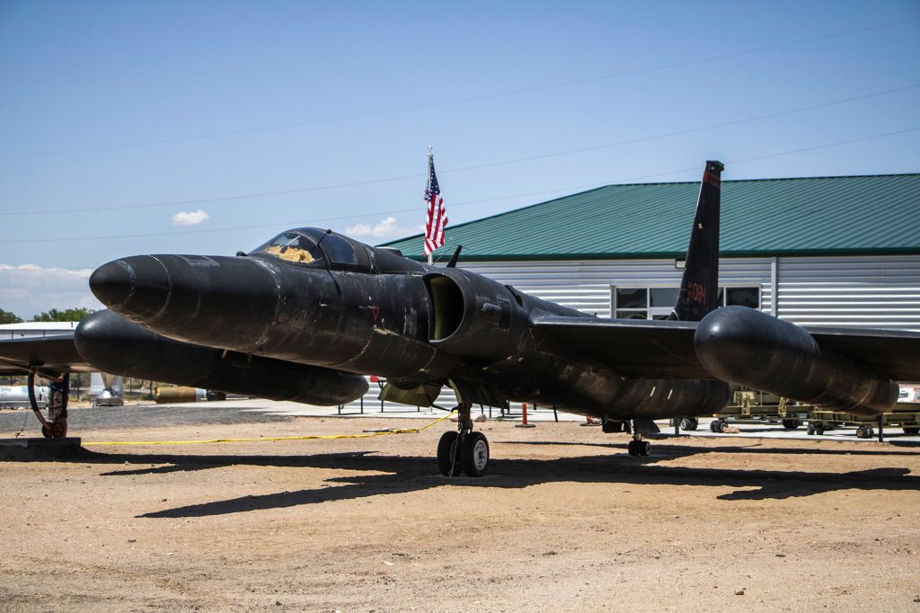 <strong>FULLY ASSEMBLED</strong>&nbsp;—&nbsp;The Lockheed U-2 Dragon Lady is on display in Heritage Park at the National Museum of Nuclear Science & History in Albuquerque after days of rebuilding by Worldwide Aircraft Recovery, a team based in Bellevue, Nebraska, that provides such services as plane disassembly and reassembly. The Dragon Lady is a single-engine, single-seat aircraft that has been used for intelligence-gathering from altitudes above 70,000 feet since the 1950s. (Photo by Lyndsee Cantly, National Museum of Nuclear Science & History)