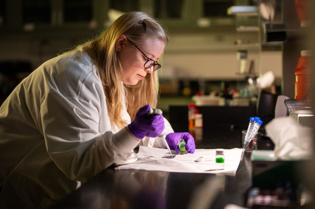 <strong>GOING DEEPER</strong> — Samantha Kruse said she is deeply vested in learning more about what the contaminants inside microplastics mean for our health and environment. (Photo by Craig Fritz)
