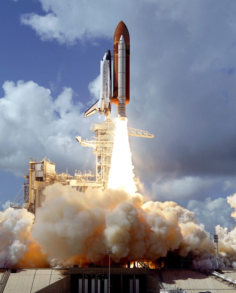 <strong>READY FOR LIFTOFF</strong> — A 1989 photo shows the launch of Space Shuttle Atlantis, carrying Galileo into Earth’s orbit. (Photo courtesy of NASA)