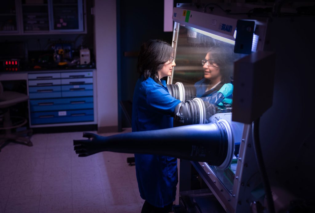 <strong>HRUBY FELLOW</strong> — Maria Kelly credits Sandia’s shared mission for inspiring her as a scientist and chemical engineer. (Photo by Craig Fritz)