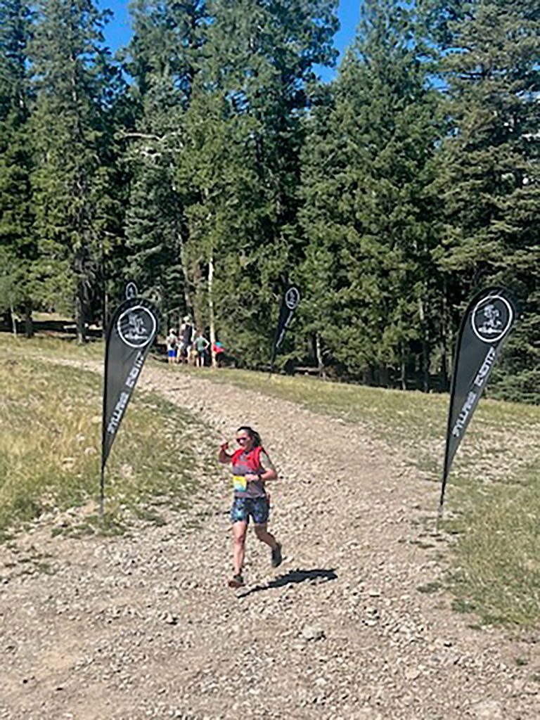 <strong>HIGH ALPINE</strong> — Amelia Pond completes the Pajarito Mountain Run at Pajarito Ski Resort, which boasts a base elevation of 9,000 feet in New Mexico. (Photo courtesy of Amelia Pond)