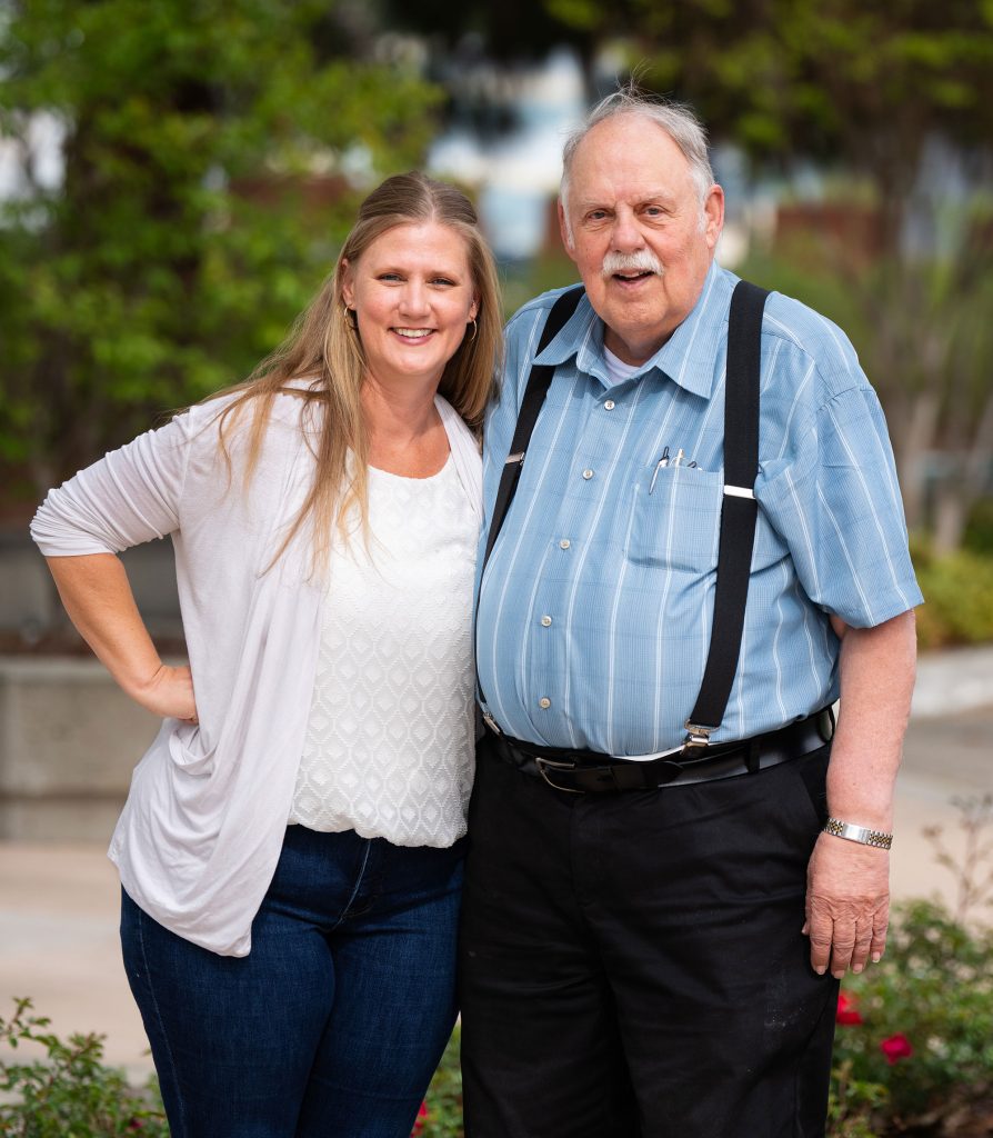 <strong>SANDIA FAMILY</strong> — Hollie Moore stands with her father, Gary Kirchner, at the Livermore site. (Photo by Craig Fritz)