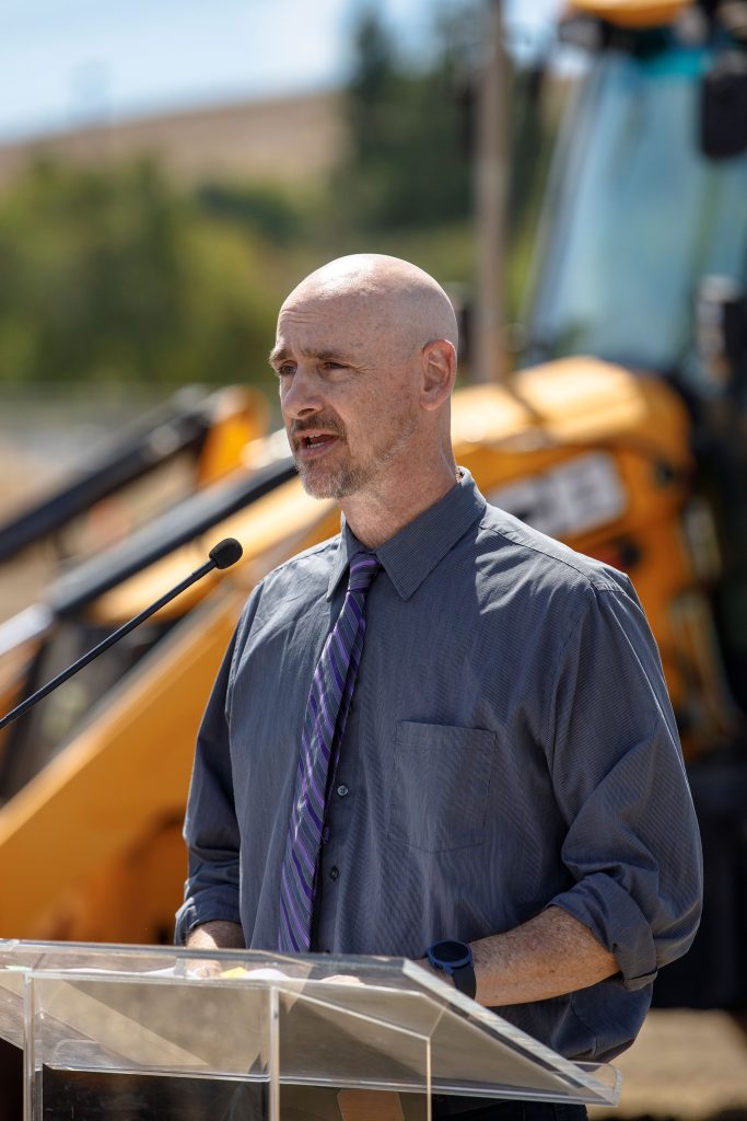 <strong>PLANNING FOR THE FUTURE</strong> — Strategic planner Stephen Williams speaks during the SWIC groundbreaking ceremony. (Photo by Spencer Toy)