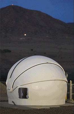 <strong>S<strong>ANDIA AT SUNSET</strong></strong> — Allen Schnibben works at Sandia’s SOHBRIT observatory, which runs a series of automated tasks, including tracking the increasing number of satellites in Earth’s orbit. (Video by Craig Fritz)