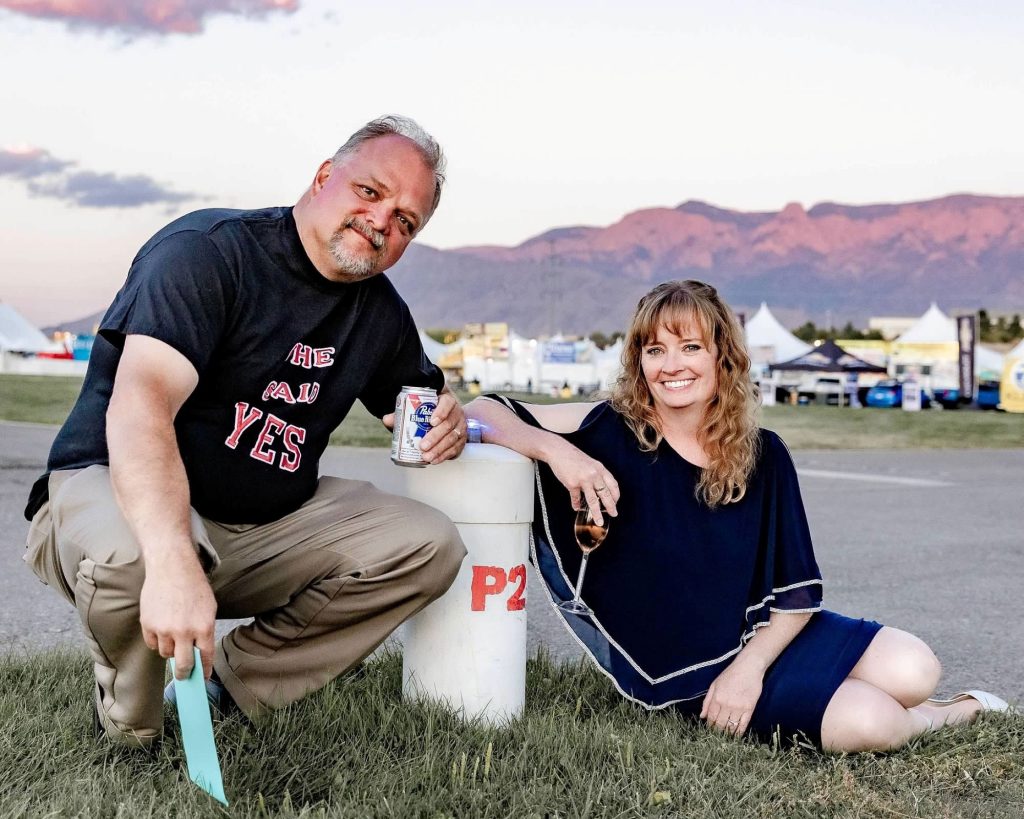 <strong>LOVE IN THE AIR </strong>— Sandians Tony Grabara and April Barrick pose for a photo following their wedding at the P-2 launch spot where they met 10 years prior. (Photo courtesy of April Barrick)