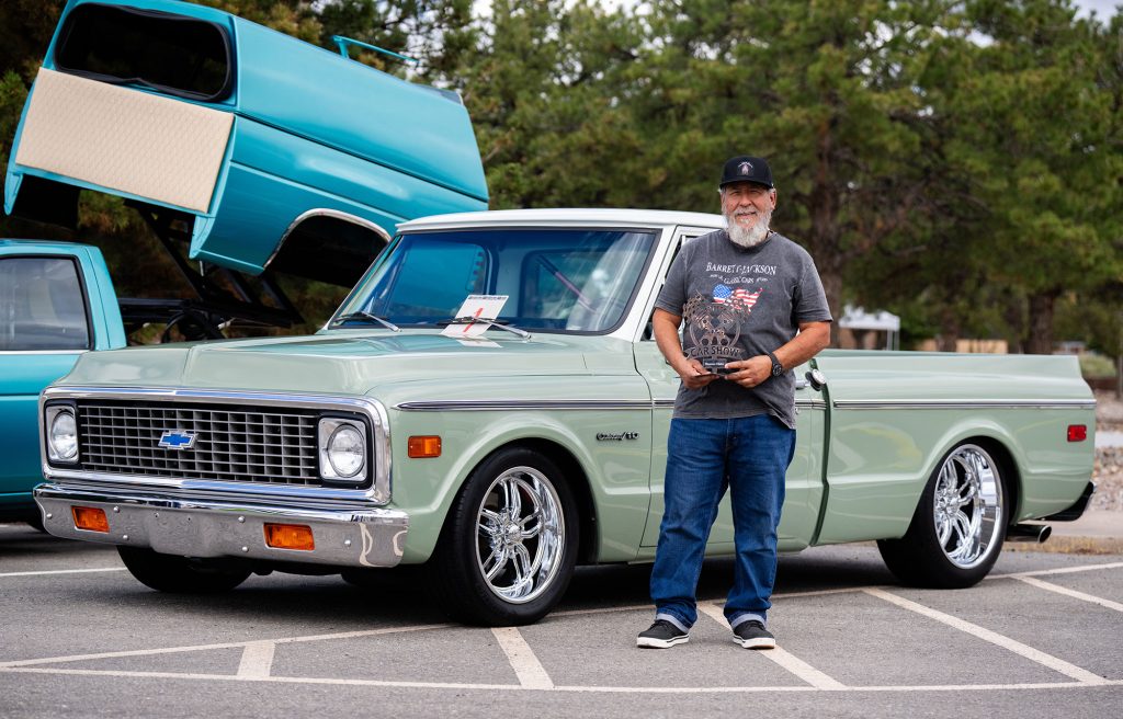 <strong>CRUISING TO VICTORY</strong> — Jerome Mills took home the Director’s Award for his 1972 Chevy C10. The award is granted by members of the Hispanic Outreach for Leadership and Awareness director support team including HOLA Executive Champion Rita Gonzales and HOLA Director Council members Reno Sanchez, Lorenzo Gutierrez and Rafael Gonzalez.