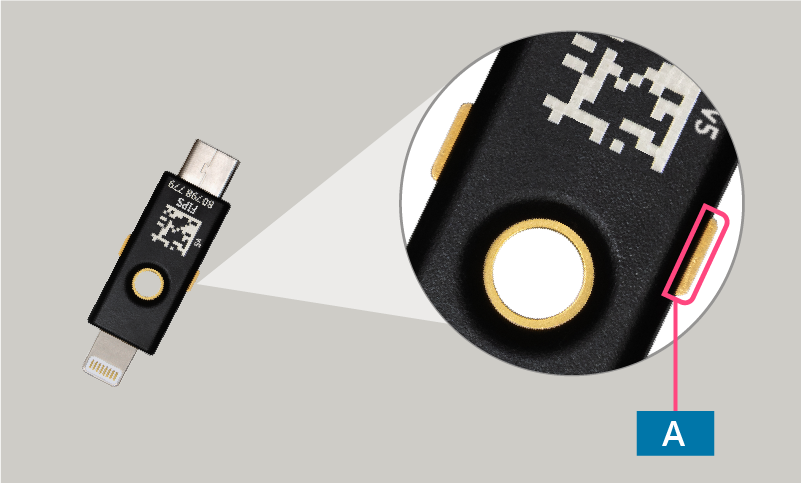 Close-up of Yubikey contact button