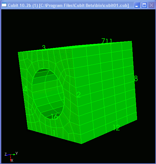 Generated Mesh for Cube with Cylindrical Hole