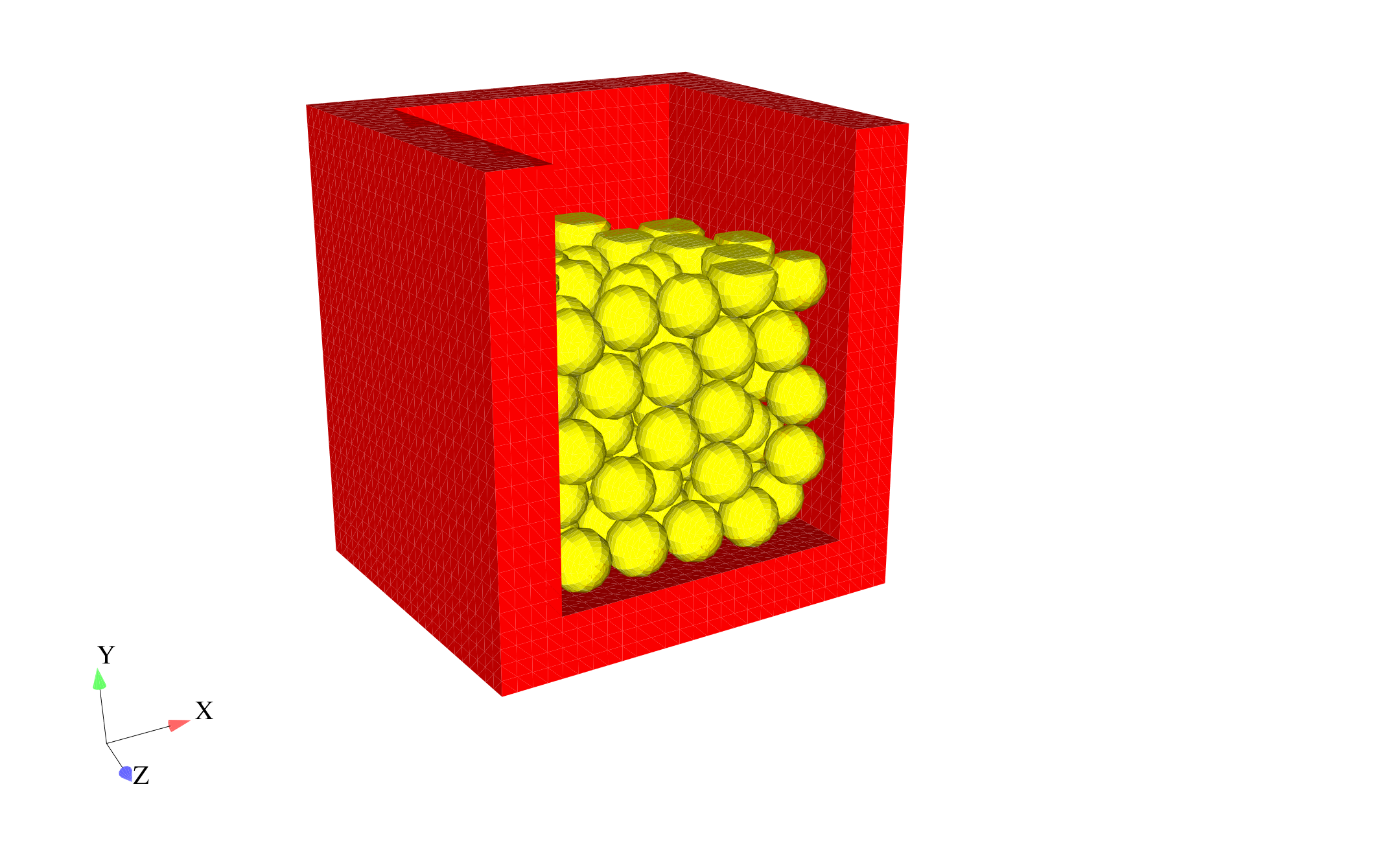 (b) Initial crush of spheres.